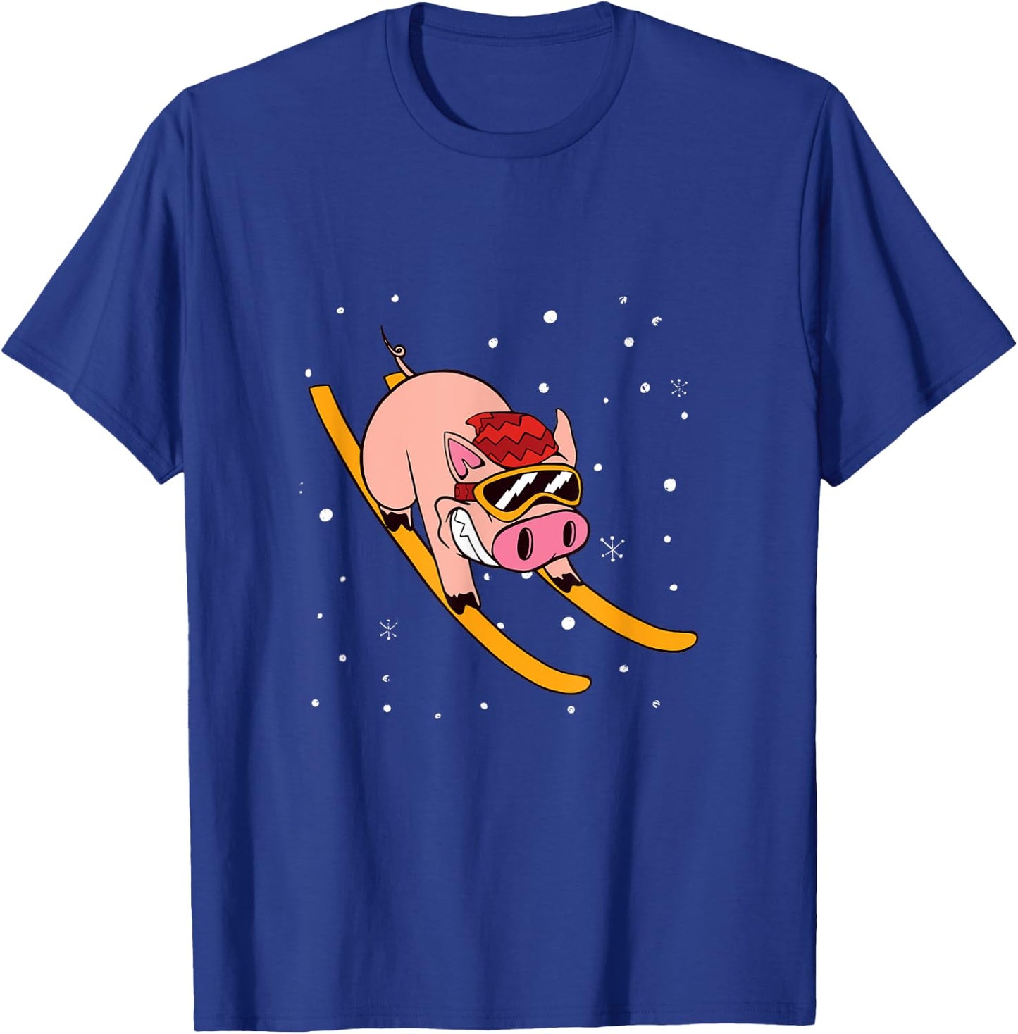 Pig on Skis - Skier Funny Ski Vacation T-Shirt - T-Shirt | Royal