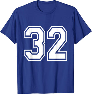 Number 32 Varsity Sports Team Jersey 32nd Birthday 32 Years T-Shirt - T-Shirt | Royal