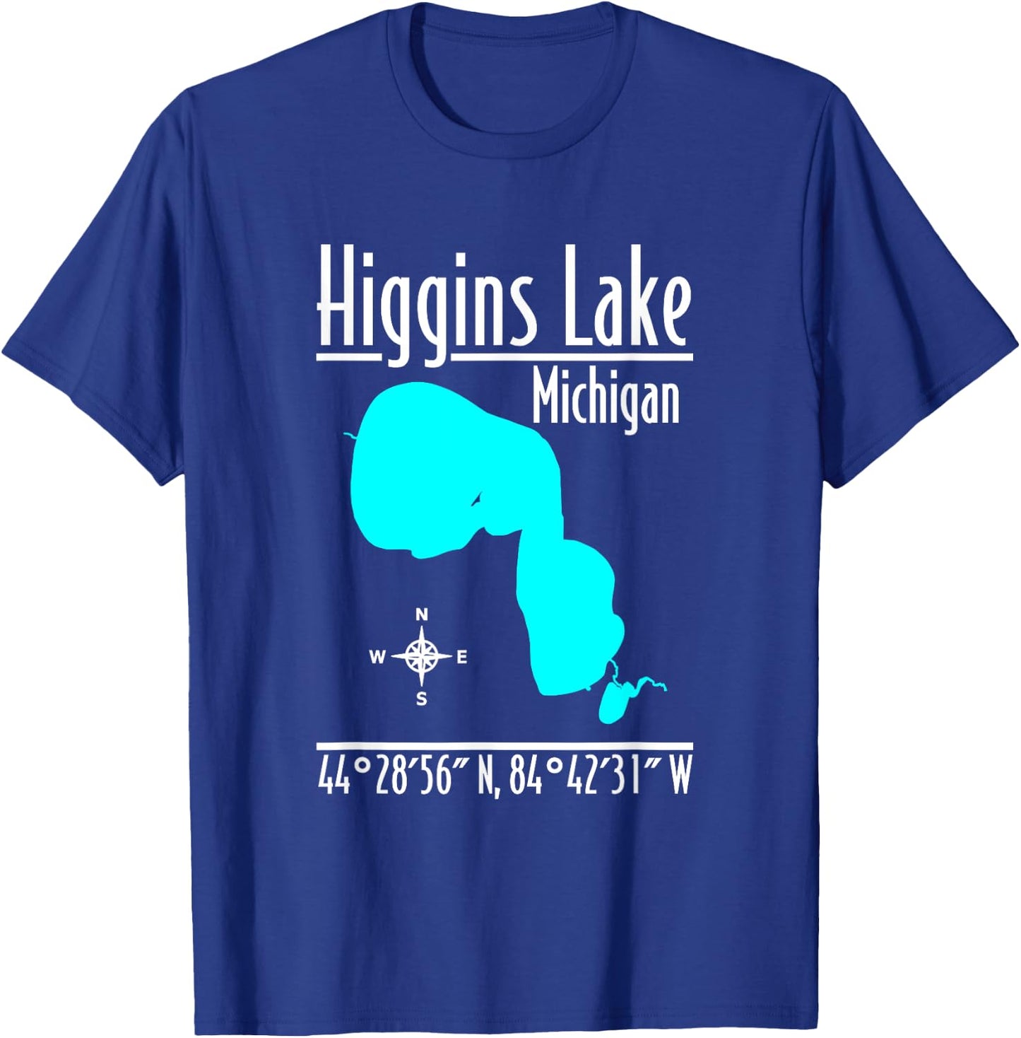 Modern Higgins Lake - Michigan T-Shirt - T-Shirt | Royal