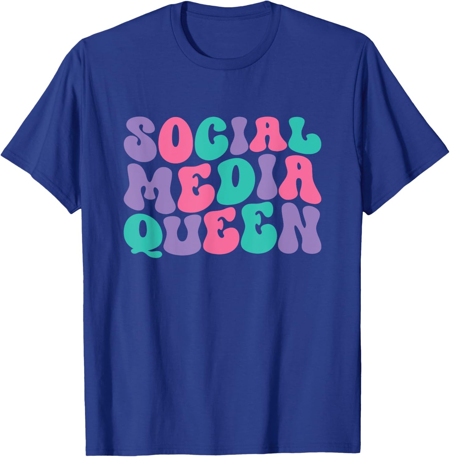 Social Media Queen Retro Vintage Groovy Wavy T-Shirt - T-Shirt | Royal