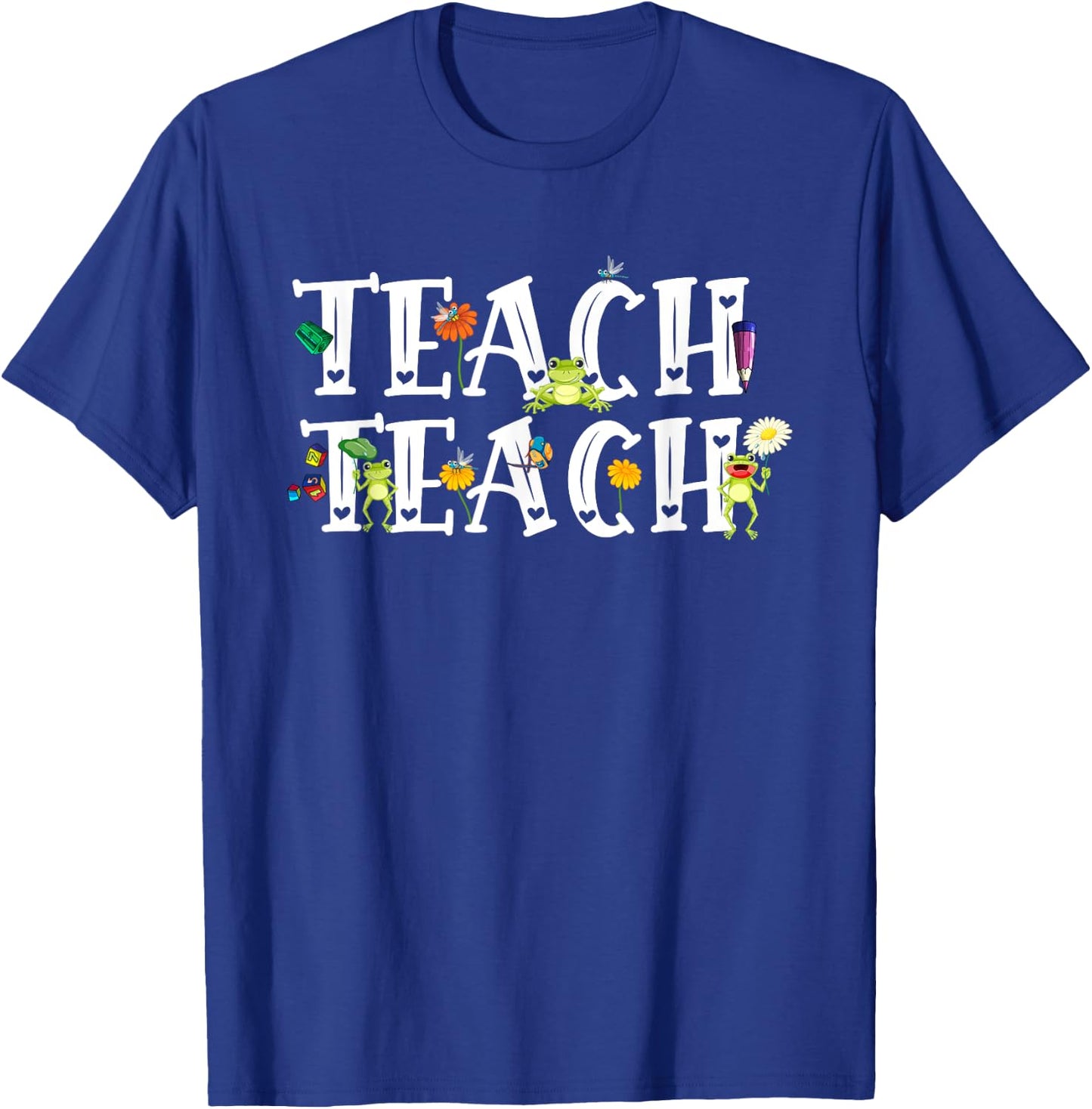 Teacher Cute Frogs Back To School Teach School Student Men Women Girls Kids T-Shirt - T-Shirt | Royal