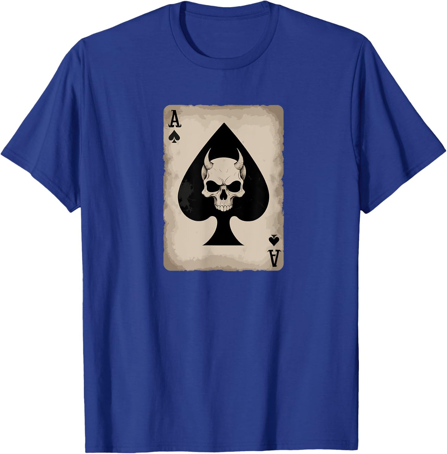 Skull and Devil Horns. Ace of Spades Playing Card. T-Shirt - T-Shirt | Royal