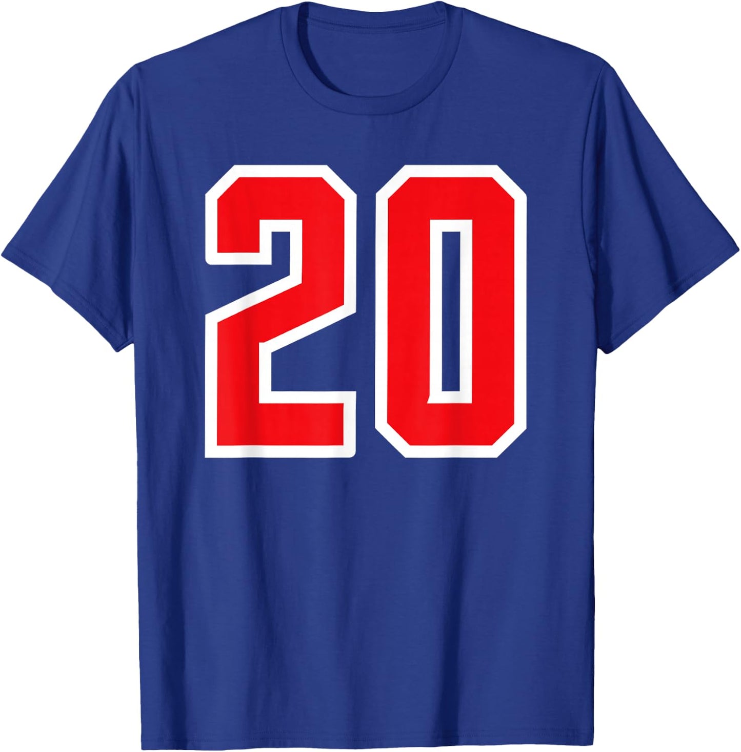Number #20 Sport Red Varsity Number T-Shirt - T-Shirt | Royal
