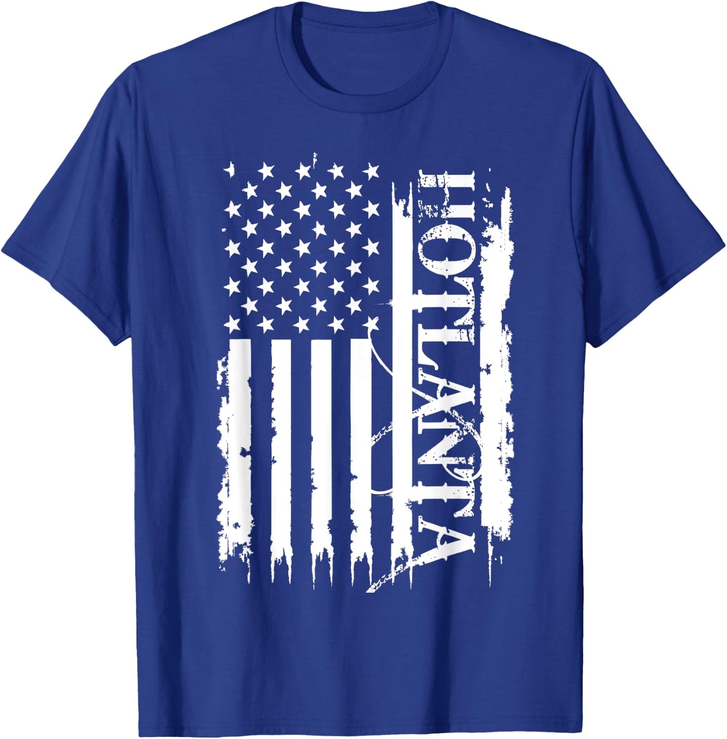 Hotlanta United States Distressed w US Flag T-Shirt - T-Shirt | Royal