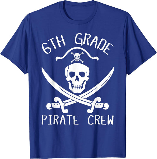 6th Grade Pirate Crew Halloween Costume Teacher Student T-Shirt - T-Shirt | Royal
