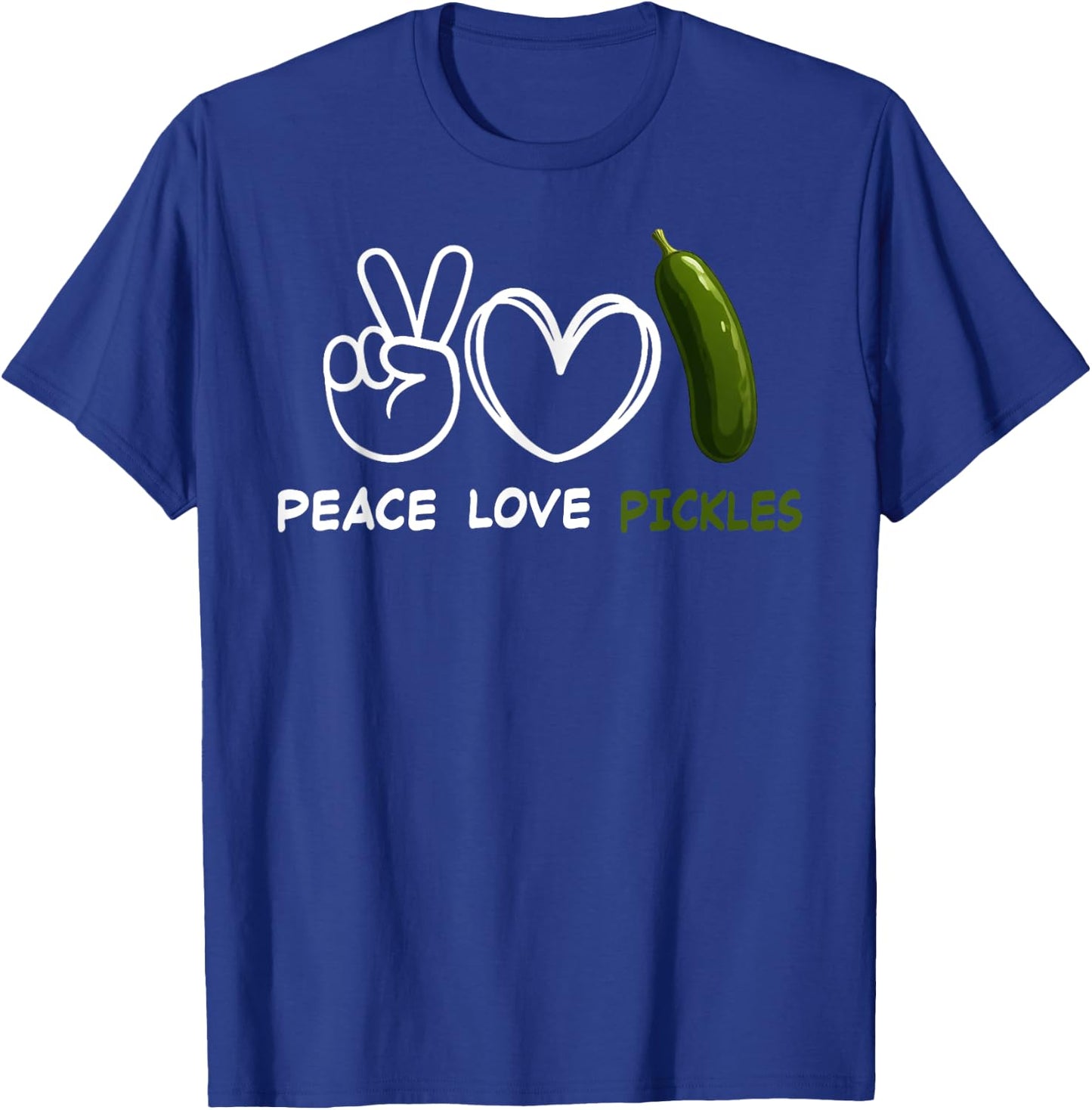 Peace, Love Pickles Retro Pickles Lover Food Lover T-Shirt - T-Shirt | Royal