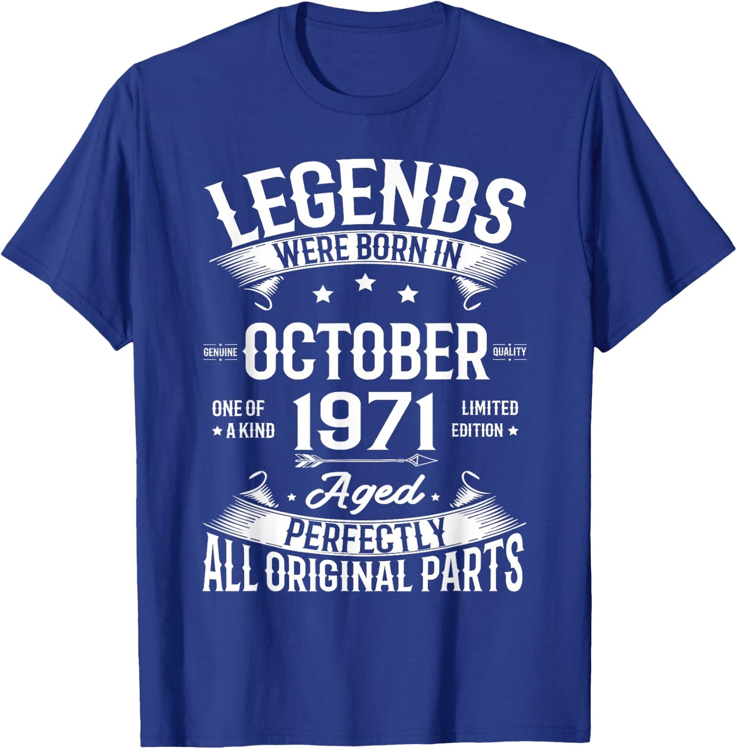 Legends Were Born in October 1971 Vintage Birth Of Birthday T-Shirt - T-Shirt | Royal