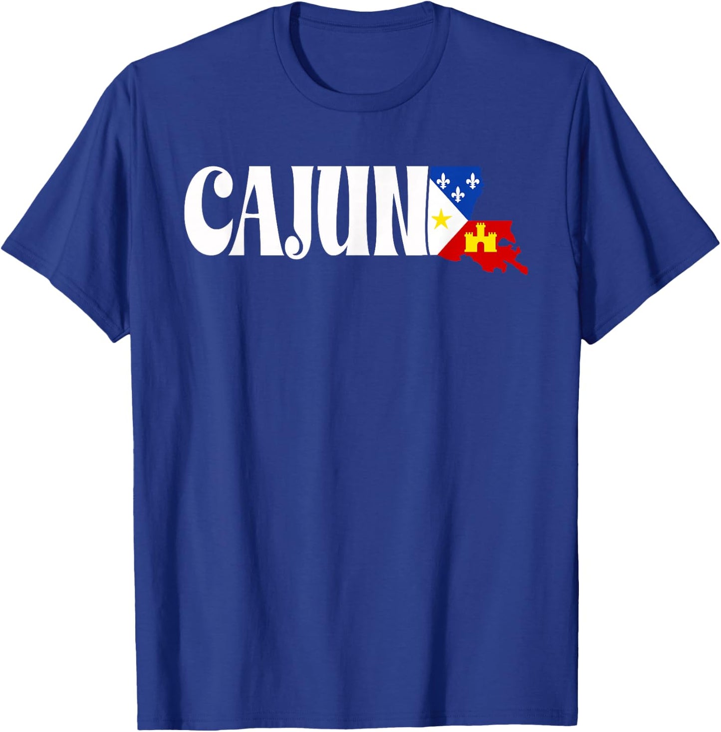 Cajun American Flag Louisiana Heritage T-Shirt - T-Shirt | Royal