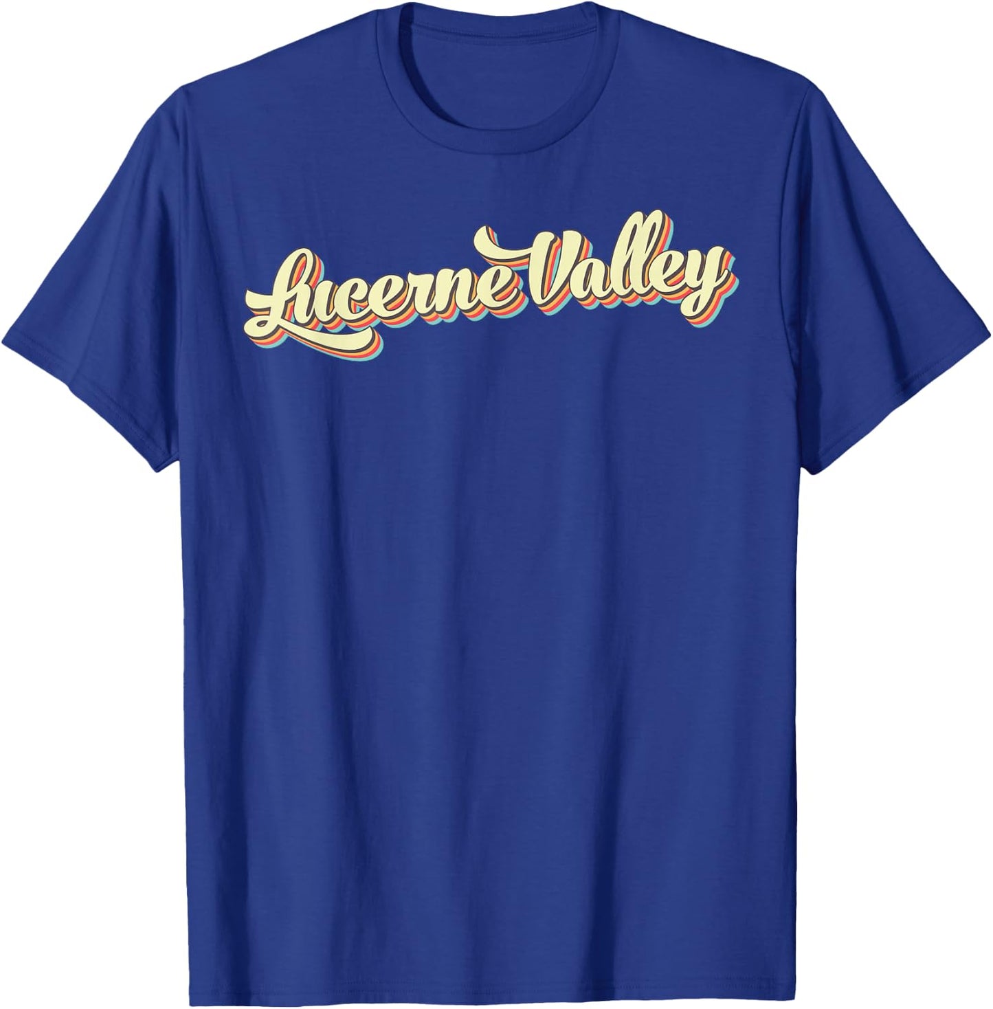 Lucerne Valley Retro Art Baseball Font Vintage T-Shirt - T-Shirt | Royal