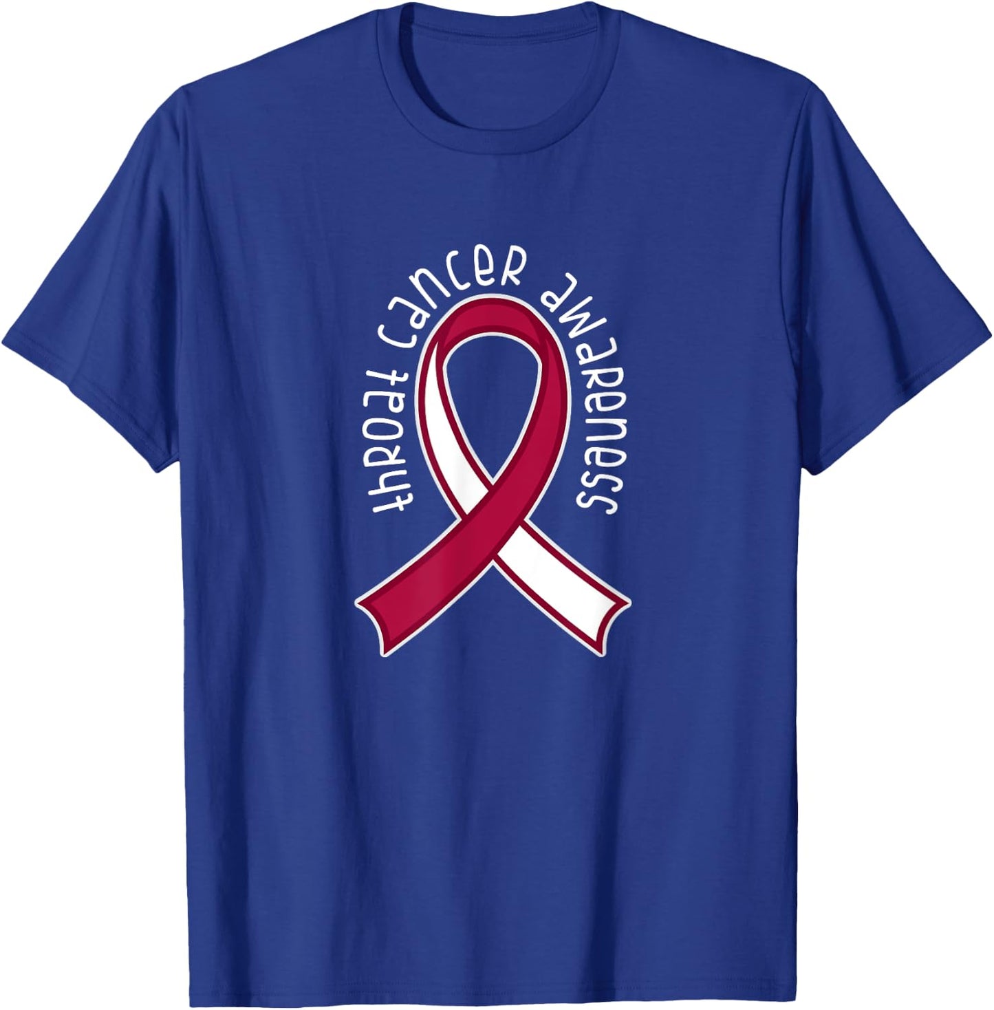 Throat Cancer Awareness Burgundy White Ribbon T-Shirt - T-Shirt | Royal