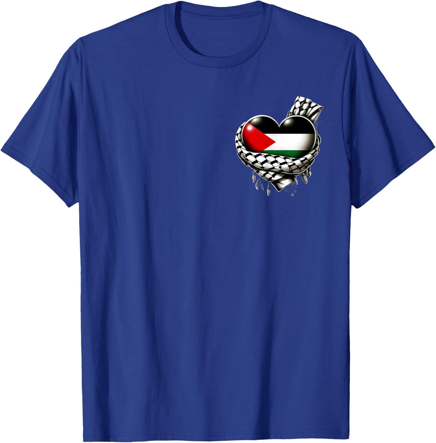 Palestine Heart Flag Palestinian Keffiyeh Palestine T-Shirt - T-Shirt | Royal