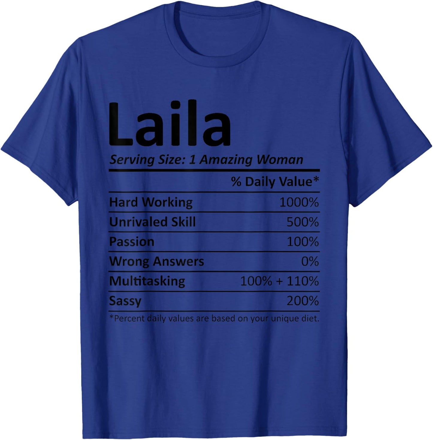 LAILA Nutrition Personalized Name Funny Christmas Idea T-Shirt - T-Shirt | Royal