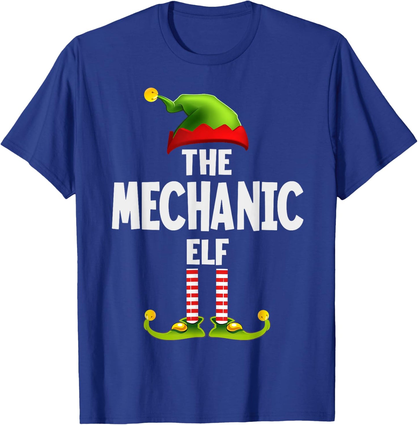 The Mechanic Elf Pajama Christmas Matching Family T-Shirt - T-Shirt | Royal