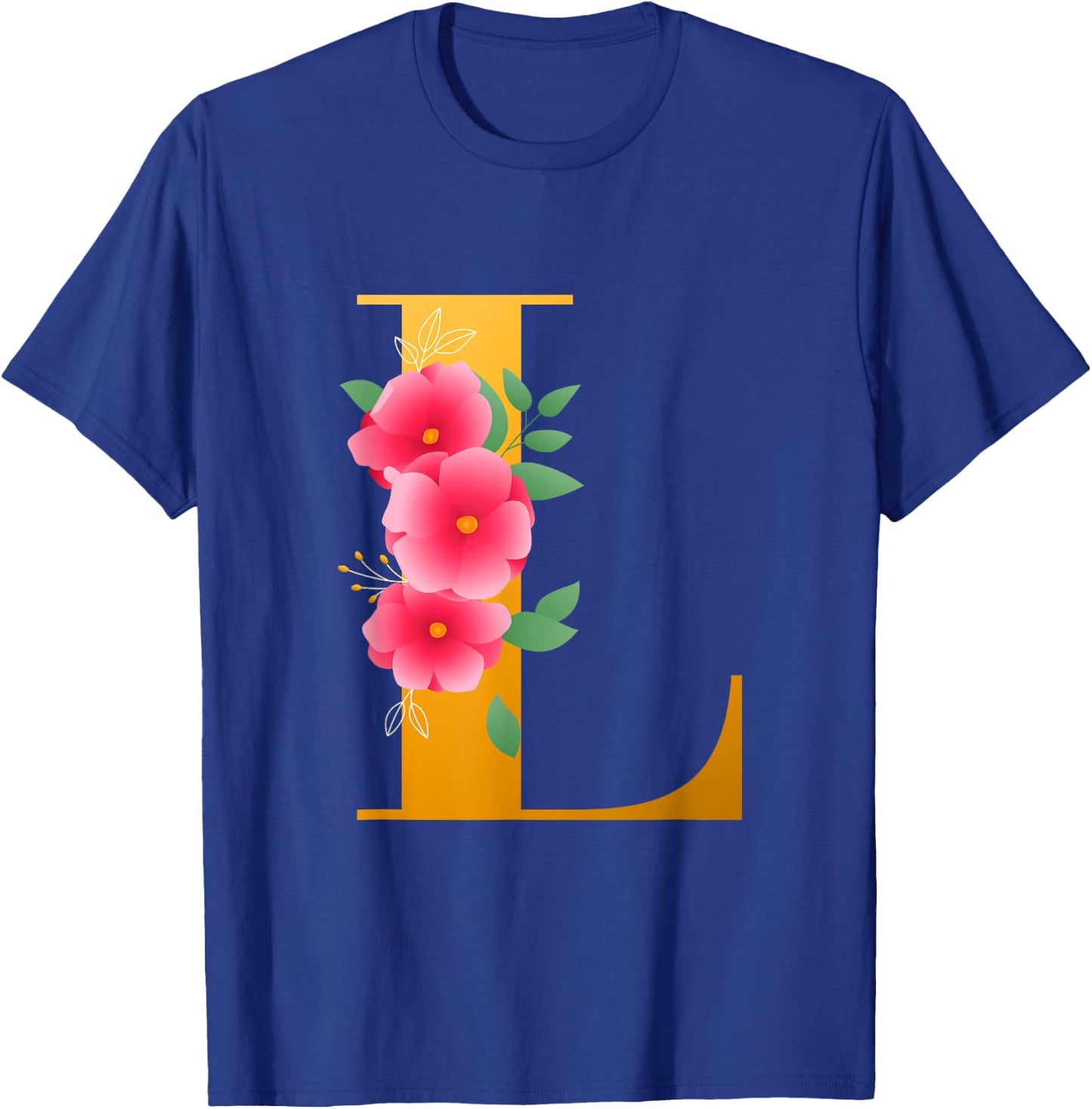 Floral L Alphabet Cute Initial Monogram Letter L Graphic T-Shirt - T-Shirt | Royal