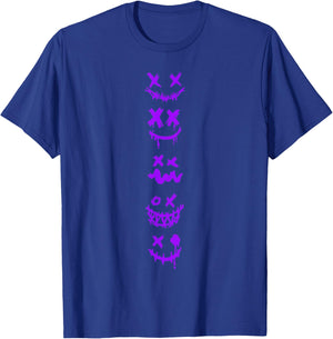 Purple Grunge Monster Smile Faces Purple Graphic T-Shirt - T-Shirt | Royal