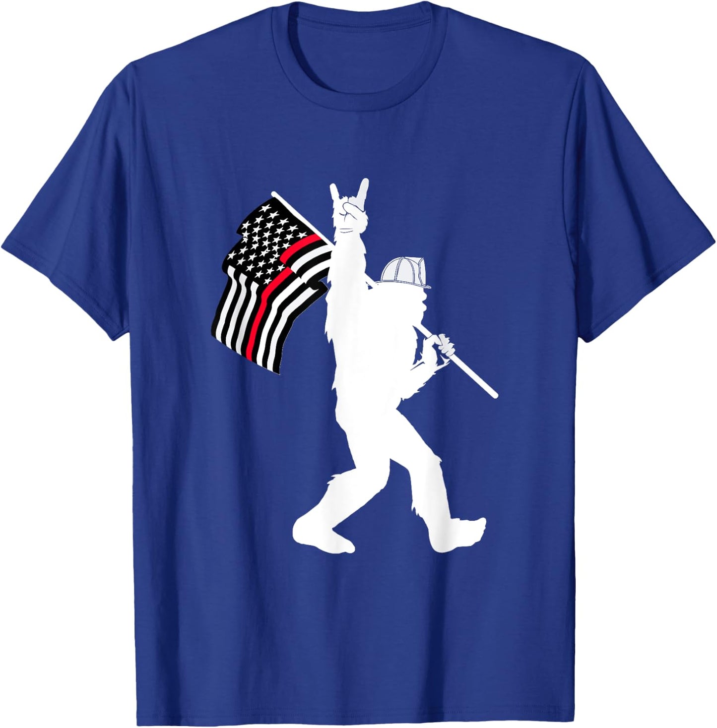 Bigfoot Firefighter Thin Red Line Flag for Dad and Mom T-Shirt - T-Shirt | Royal