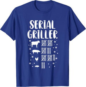 Serial Griller Christmas Pajama Funny BBQ Smoker Grill Chef T-Shirt - T-Shirt | Royal