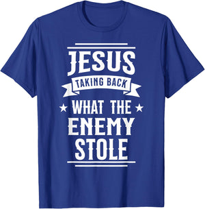 Jesus Taking Back What the Enemy Stole T-Shirt - T-Shirt | Royal