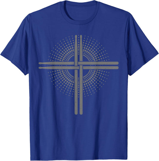Christian Drummer Drum Sticks Cross Drumming For Jesus T-Shirt - T-Shirt | Royal