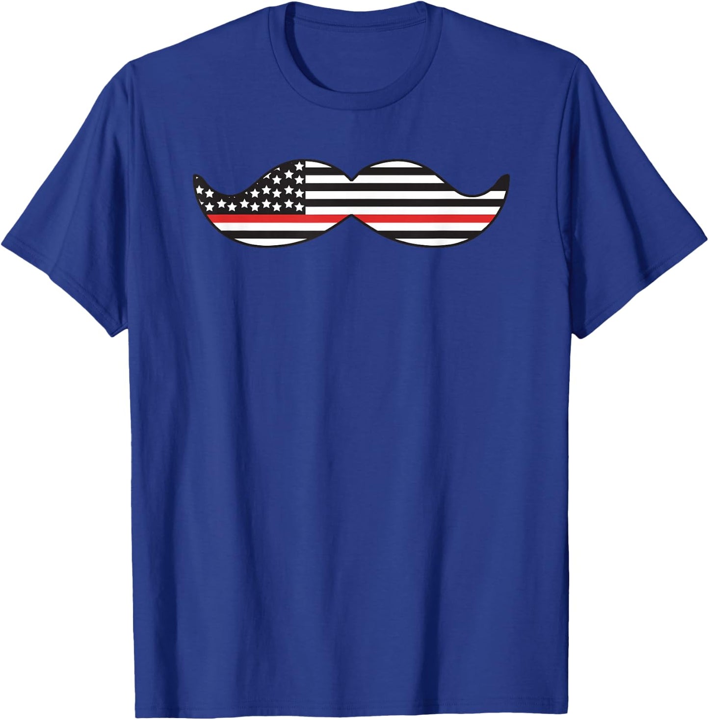 Thin Red Line Mustache Firefighters T-Shirt - T-Shirt | Royal