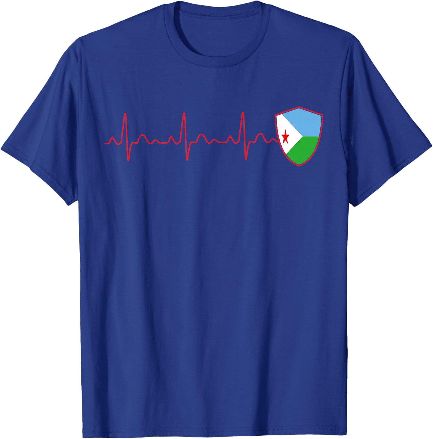 Djibouti Flag Heartbeat EKG Patriotic National T-Shirt - T-Shirt | Royal