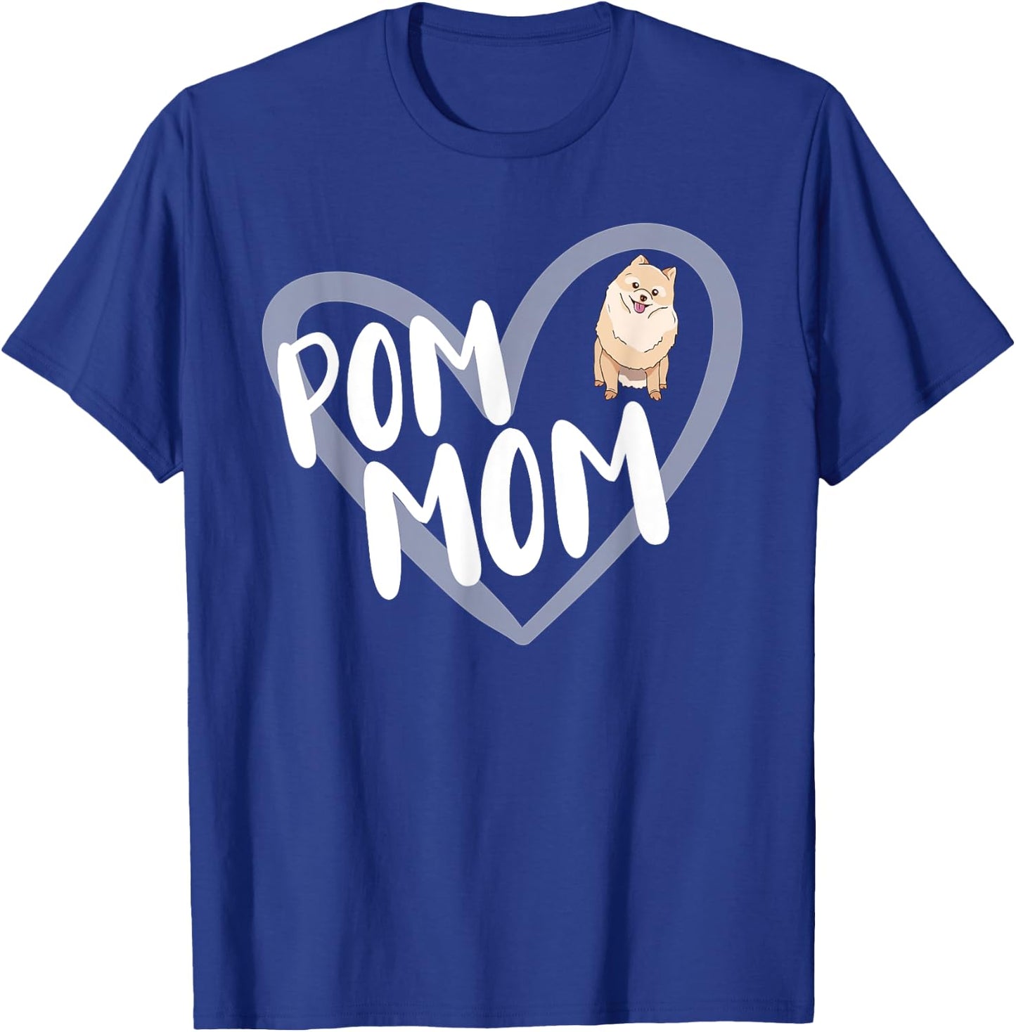 Pom Mom Heart Funny Pomeranian Owner Dog Lover T-Shirt - T-Shirt | Royal
