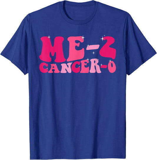 Me 2 Cancer 0 I Beat Cancer Twice Groovy Retro Survivor Cute T-Shirt - T-Shirt | Royal