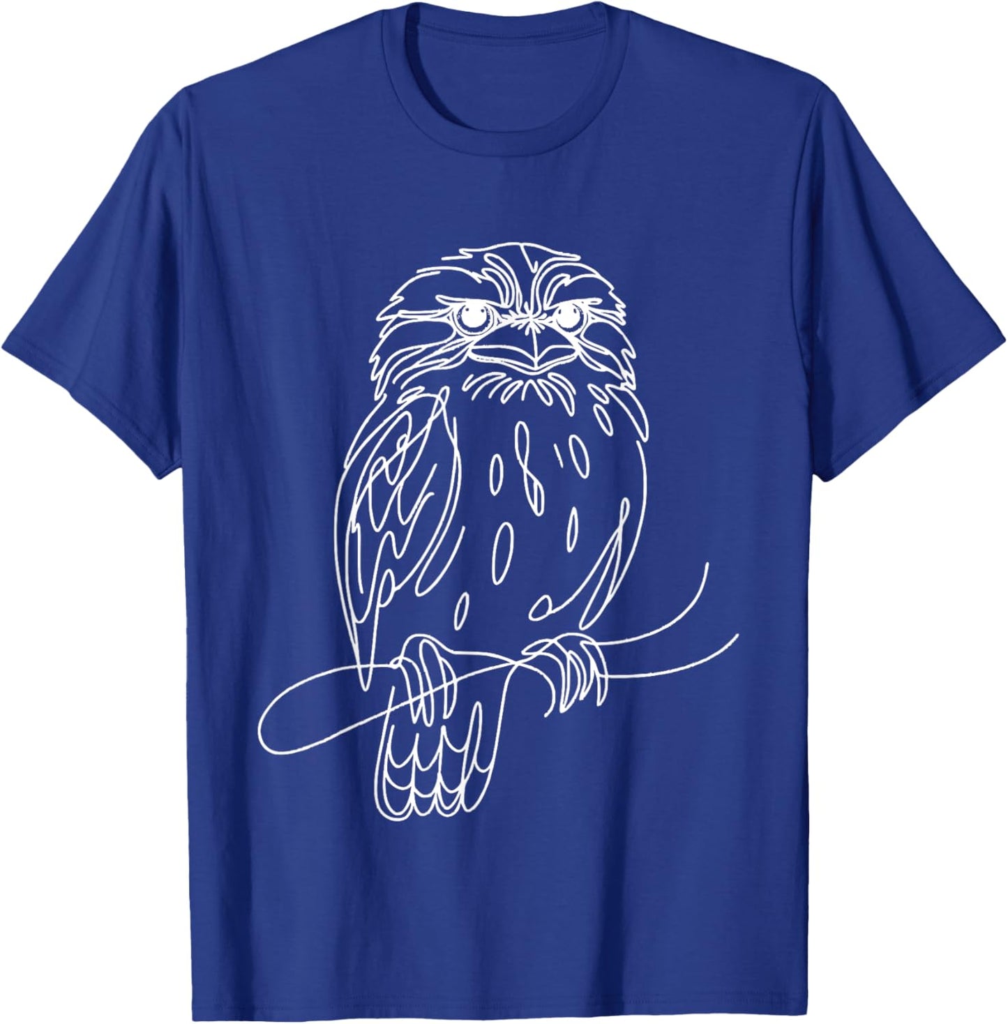 Line Art Bird & Ornithologist Tawny Frogmouth T-Shirt - T-Shirt | Royal