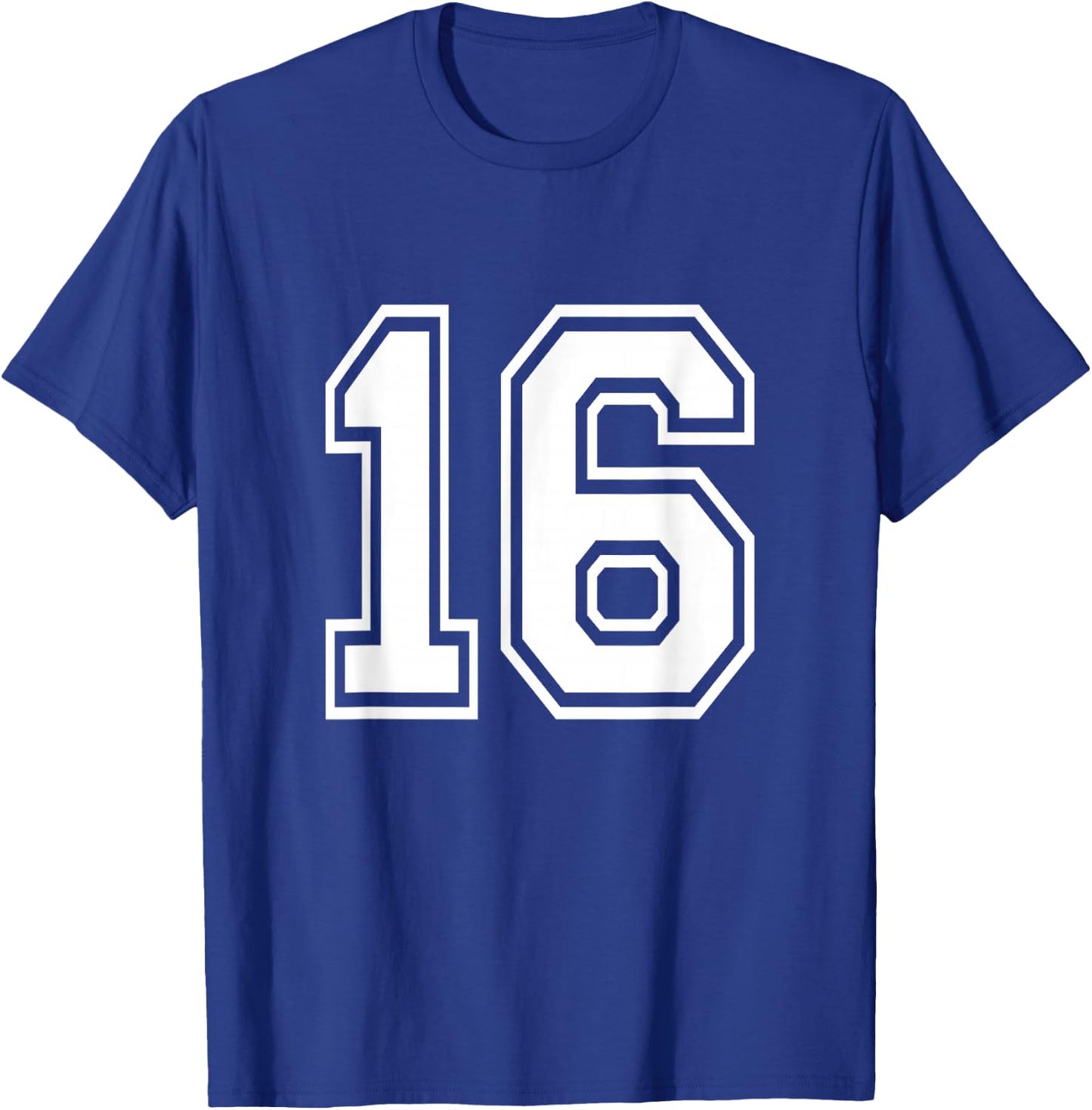 Number 16 Varsity Sports Team Jersey 16th Birthday 16 Years T-Shirt - T-Shirt | Royal