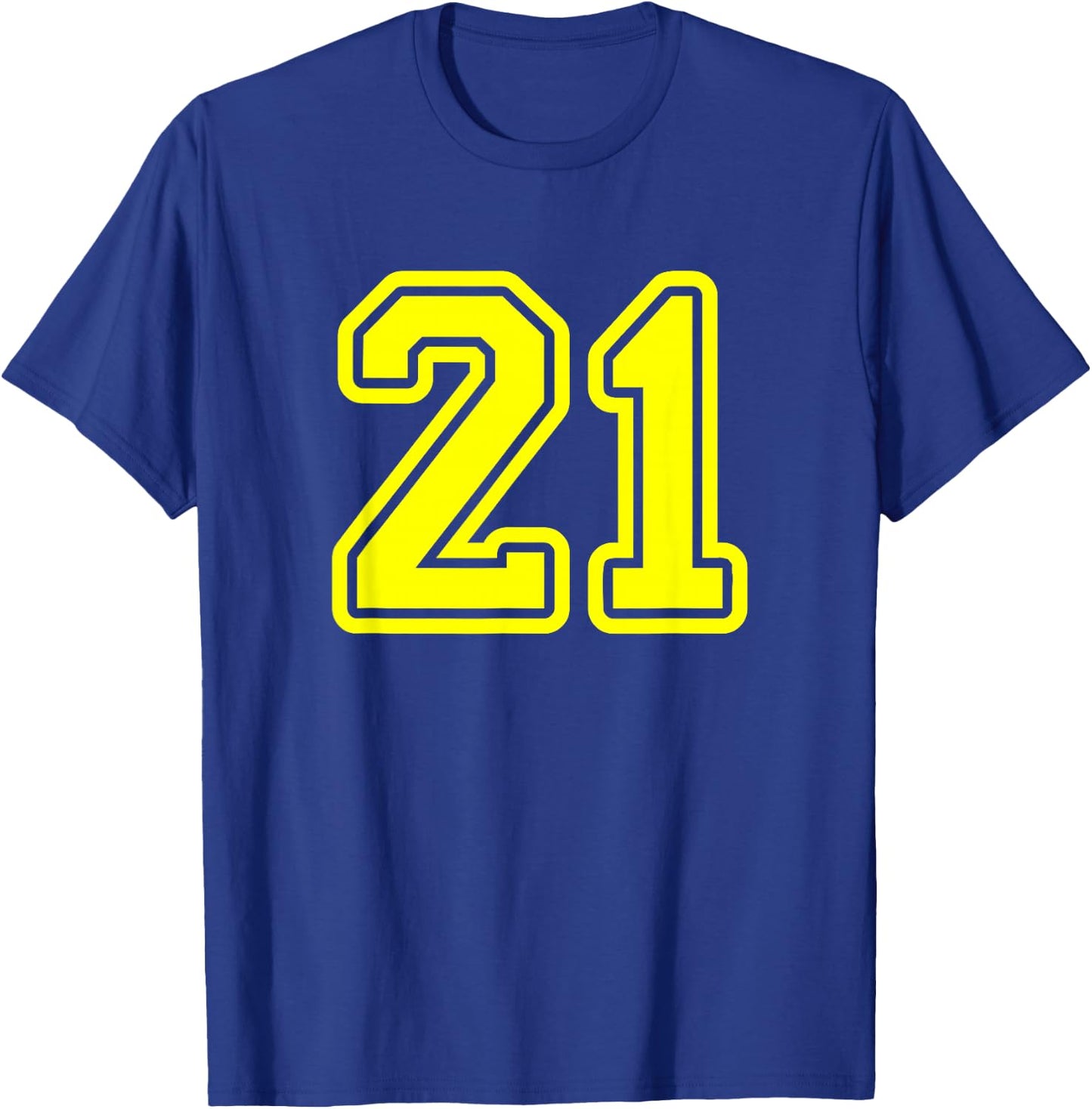 Yellow Athletic Sports Team Number #21 T-Shirt - T-Shirt | Royal