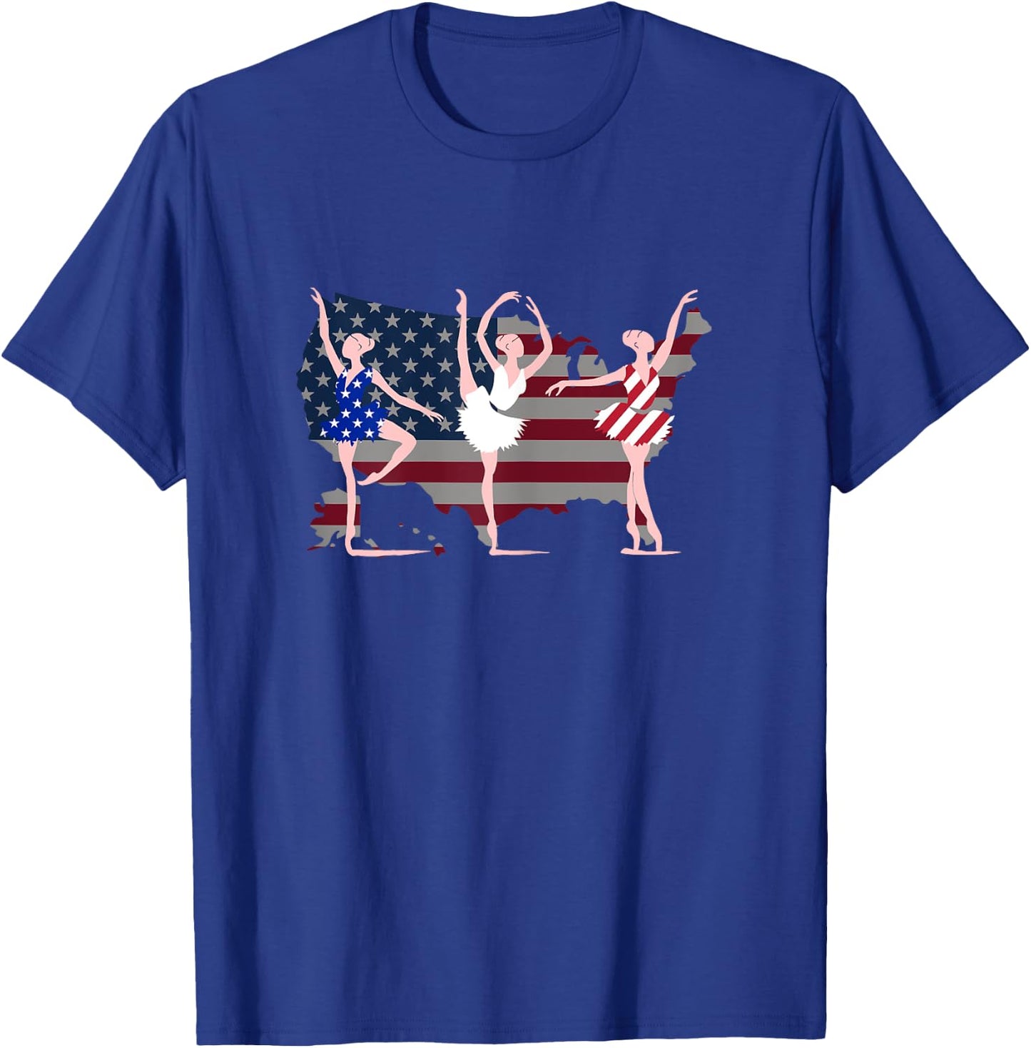 Ballerina Ballet USA American Flag 4th of July Dance Gift T-Shirt - T-Shirt | Royal