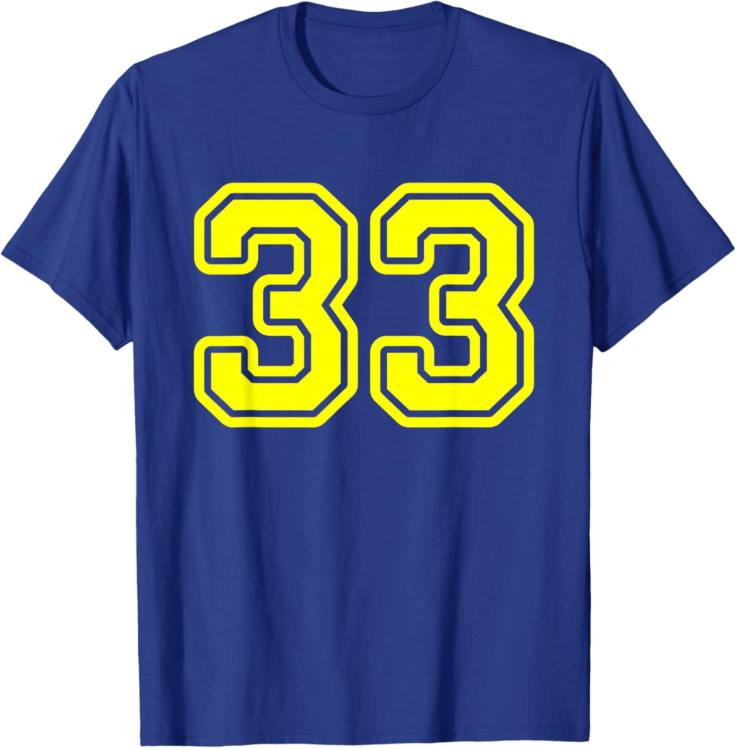 Yellow Athletic Sports Team Number #33 T-Shirt - T-Shirt | Royal
