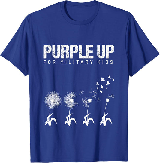 I Purple Up For Military Kids shirt Military Child Dandelion T-Shirt - T-Shirt | Royal