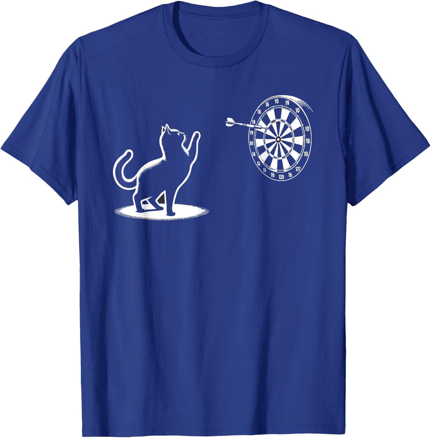 Cat Playing Darts Funny Cats Lover Kitten Dart Player T-Shirt - T-Shirt | Royal