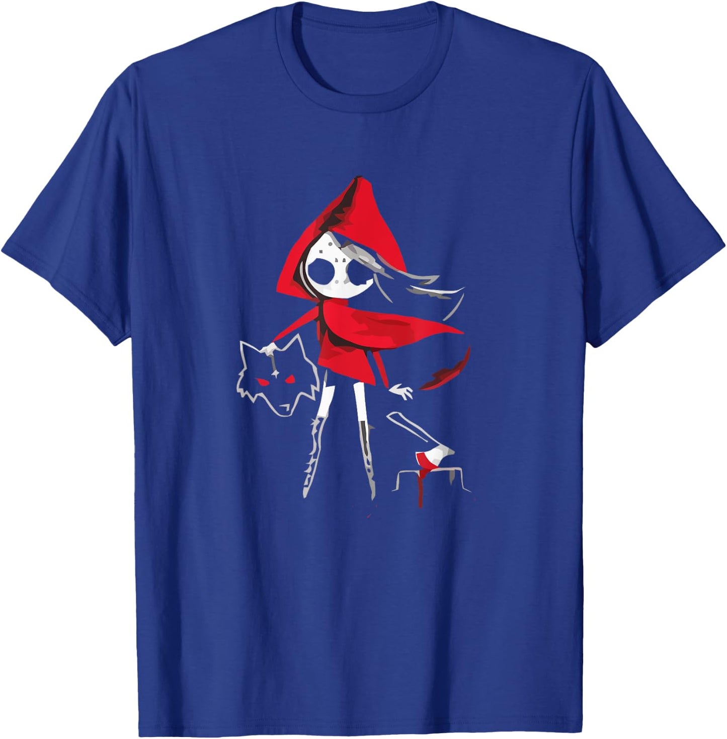 Red Riding Hood Girl with Head of Wolf Scary Gothic Art T-Shirt - T-Shirt | Royal