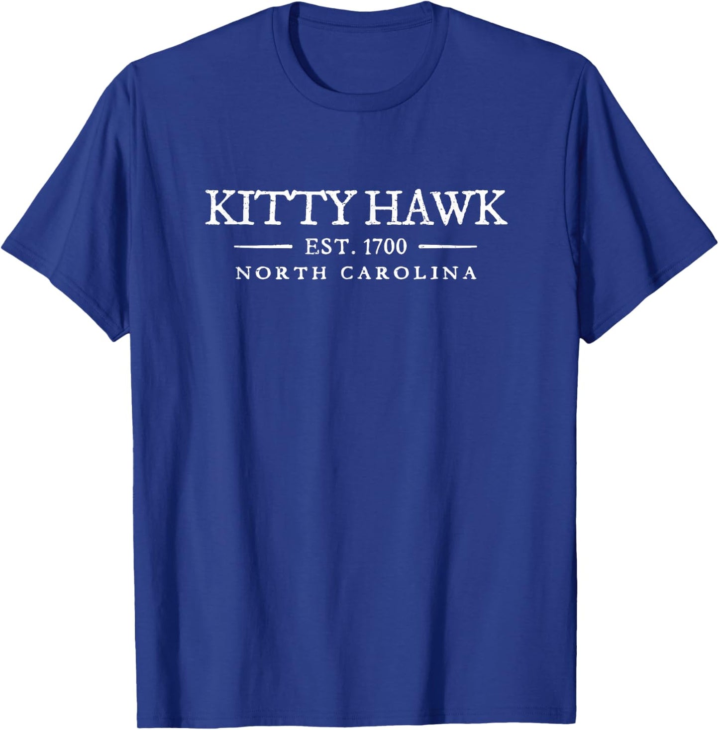 Kitty Hawk North Carolina Vintage Letter Text T-Shirt - T-Shirt | Royal