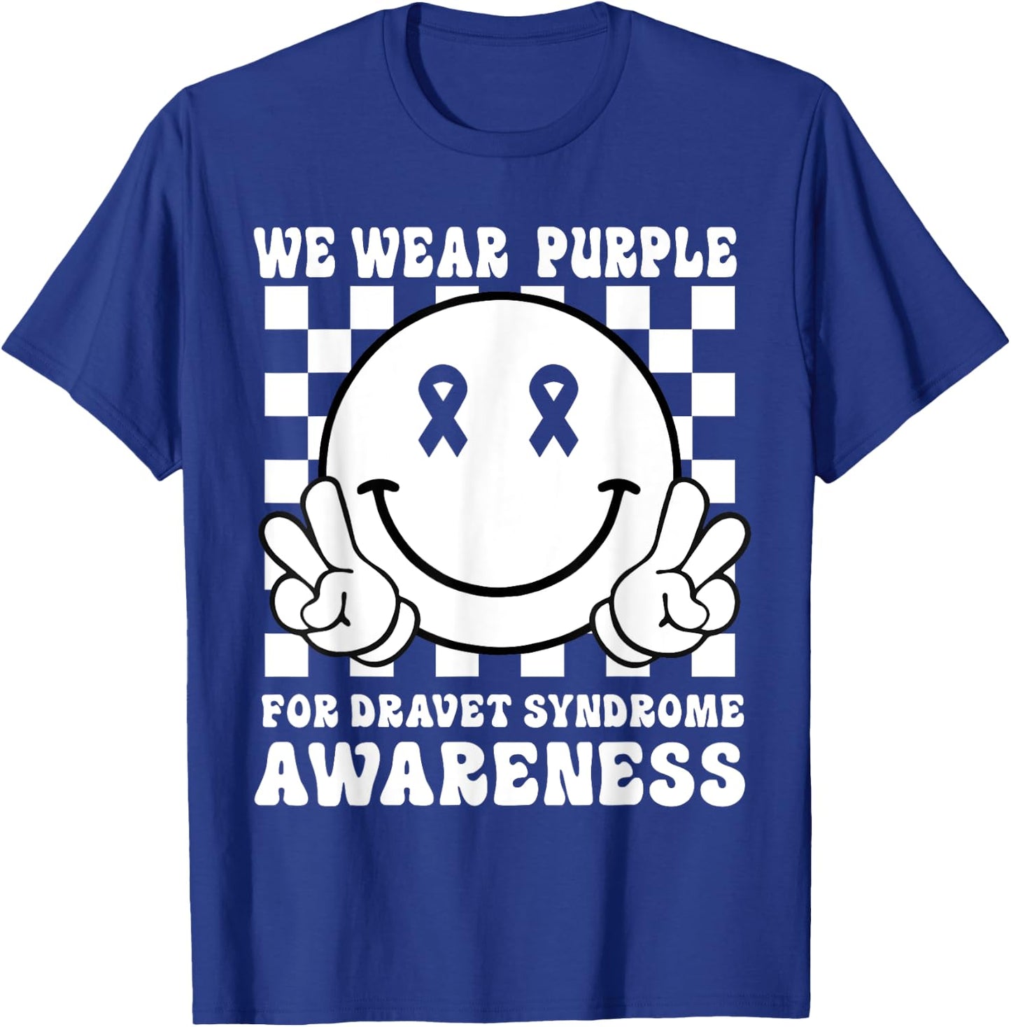 In June We Wear Purple Smile Face Dravet Syndrome Awareness T-Shirt - T-Shirt | Royal
