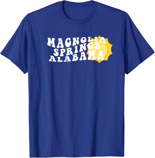 Magnolia Springs Alabama AL Retro Wavy Souvenir Vacation T-Shirt - T-Shirt | Royal