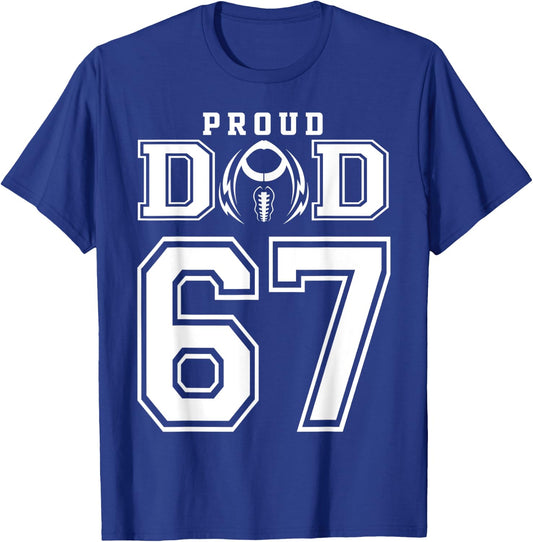Custom Proud Football Dad Number 67 Personalized T-Shirt - T-Shirt | Royal