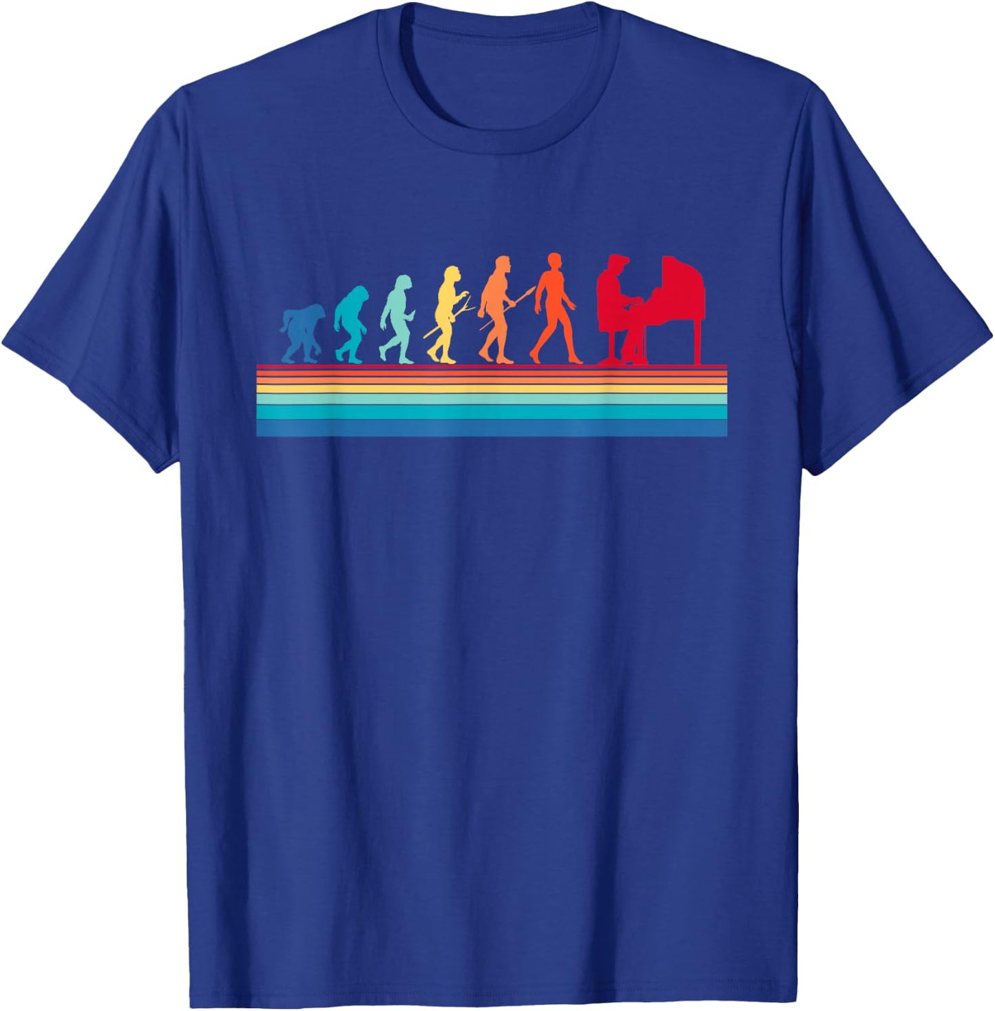 Retro Evolution Piano Player Pianist Classical Music Lover T-Shirt - T-Shirt | Royal