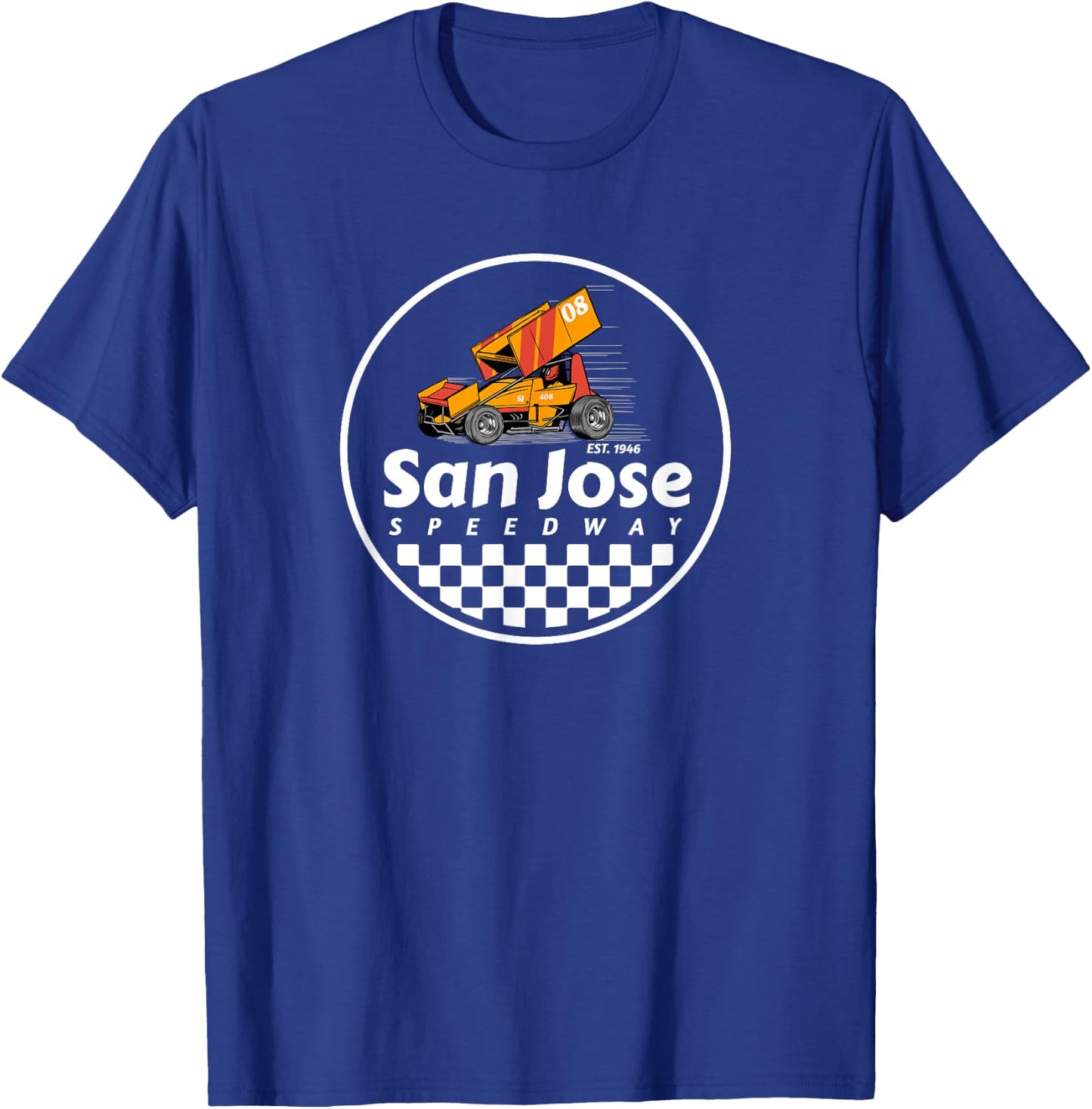 San Jose Speedway Checkered Design T-Shirt - T-Shirt | Royal