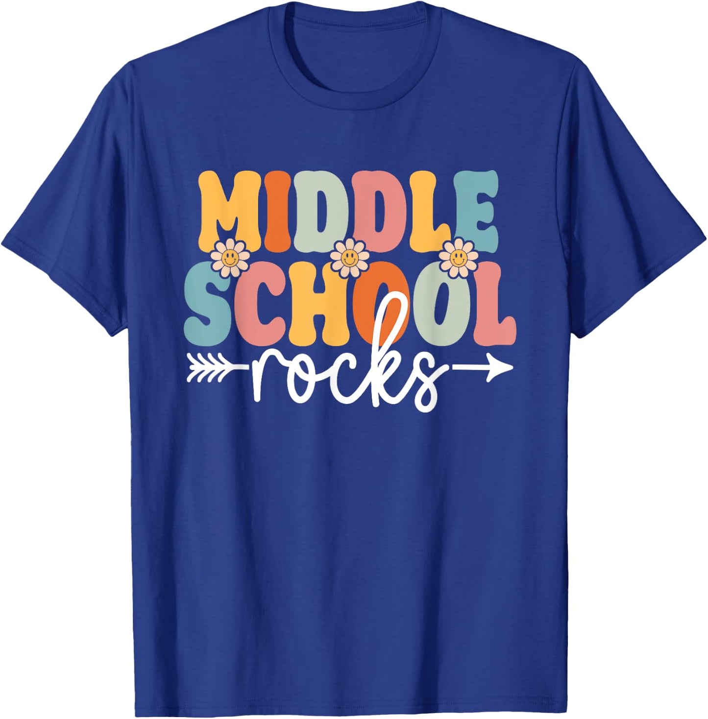 Middle School Rocks Funny Back To School Teachers Students T-Shirt - T-Shirt | Royal
