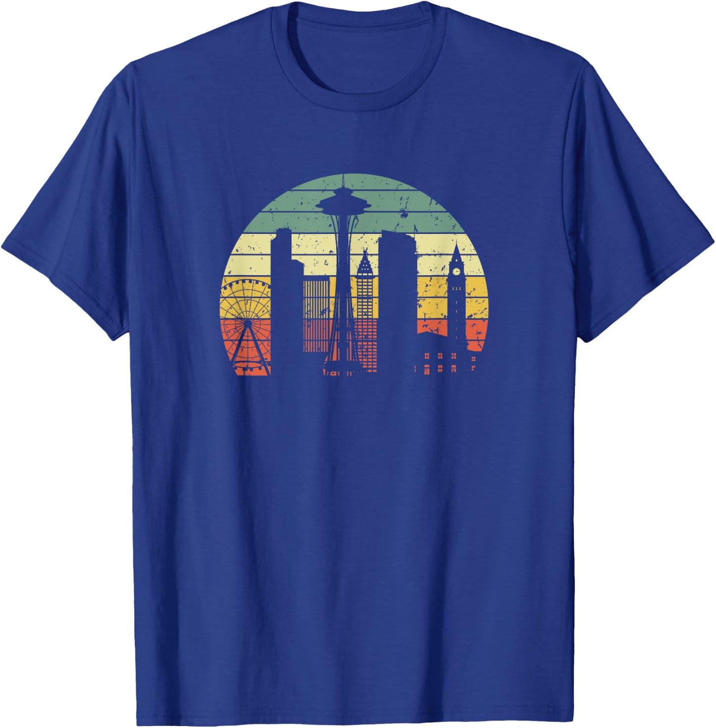 Seattle Space Needle USA Grunge Hiking Camping Fishing T-Shirt - T-Shirt | Royal