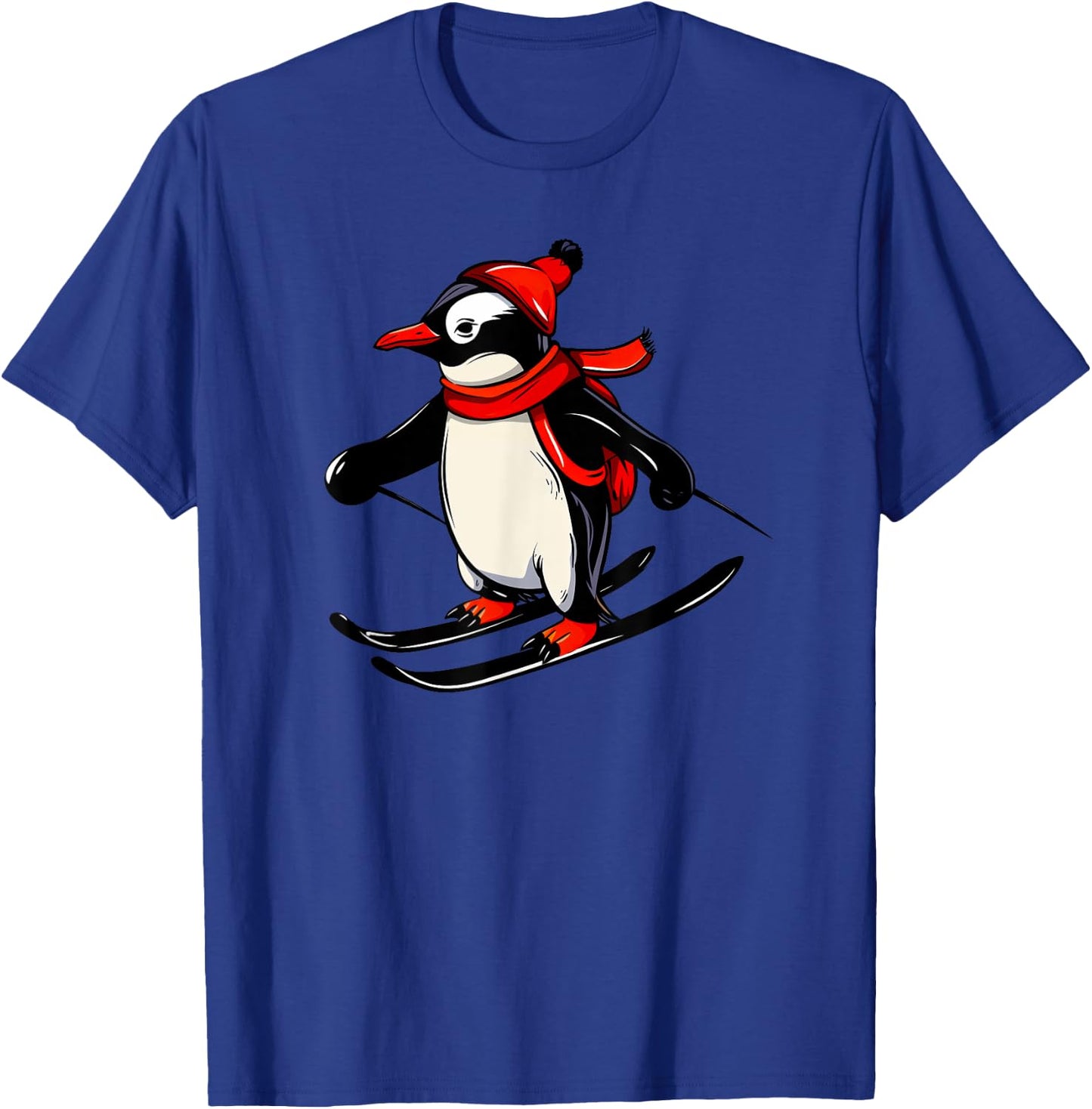 Cute Penguin Skiing - Skiing Penguin T-Shirt - T-Shirt | Royal