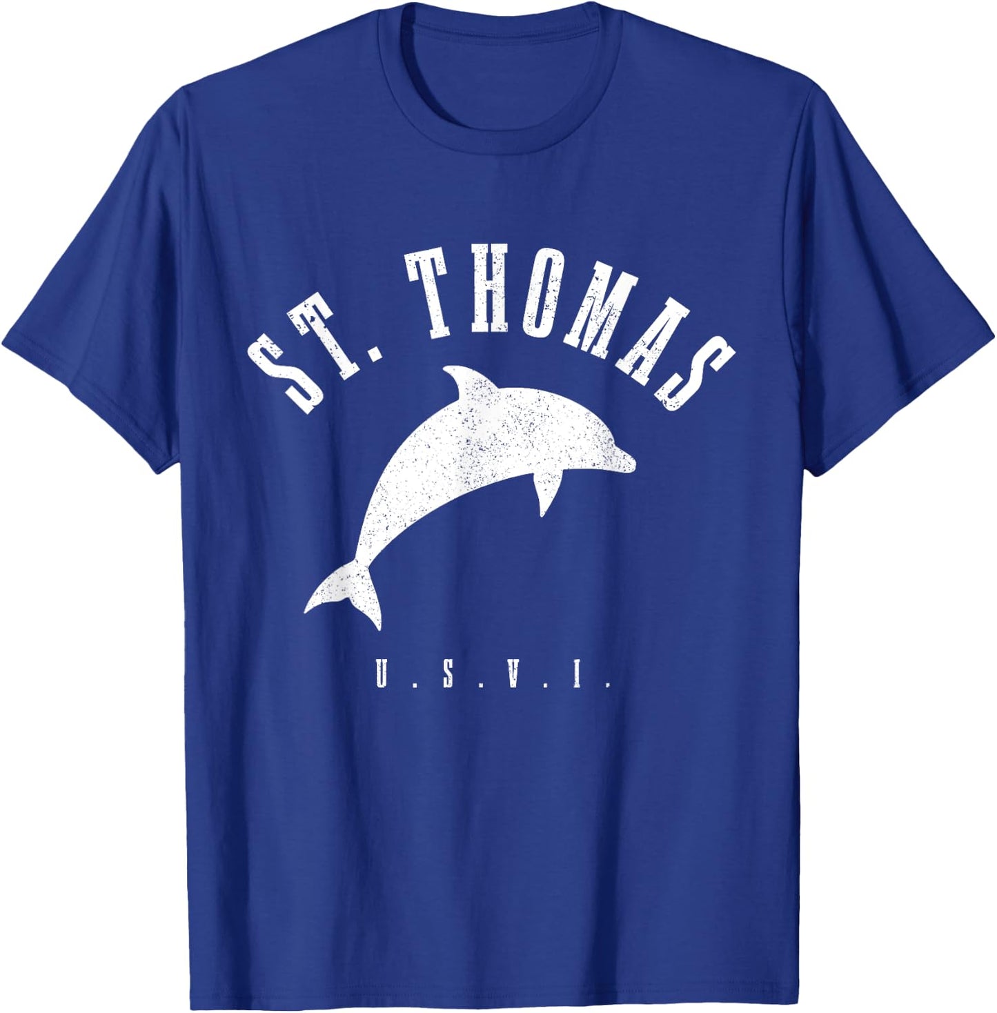 St. Thomas US Virgin Islands Dolphin Vacation USVI Vintage T-Shirt - T-Shirt | Royal