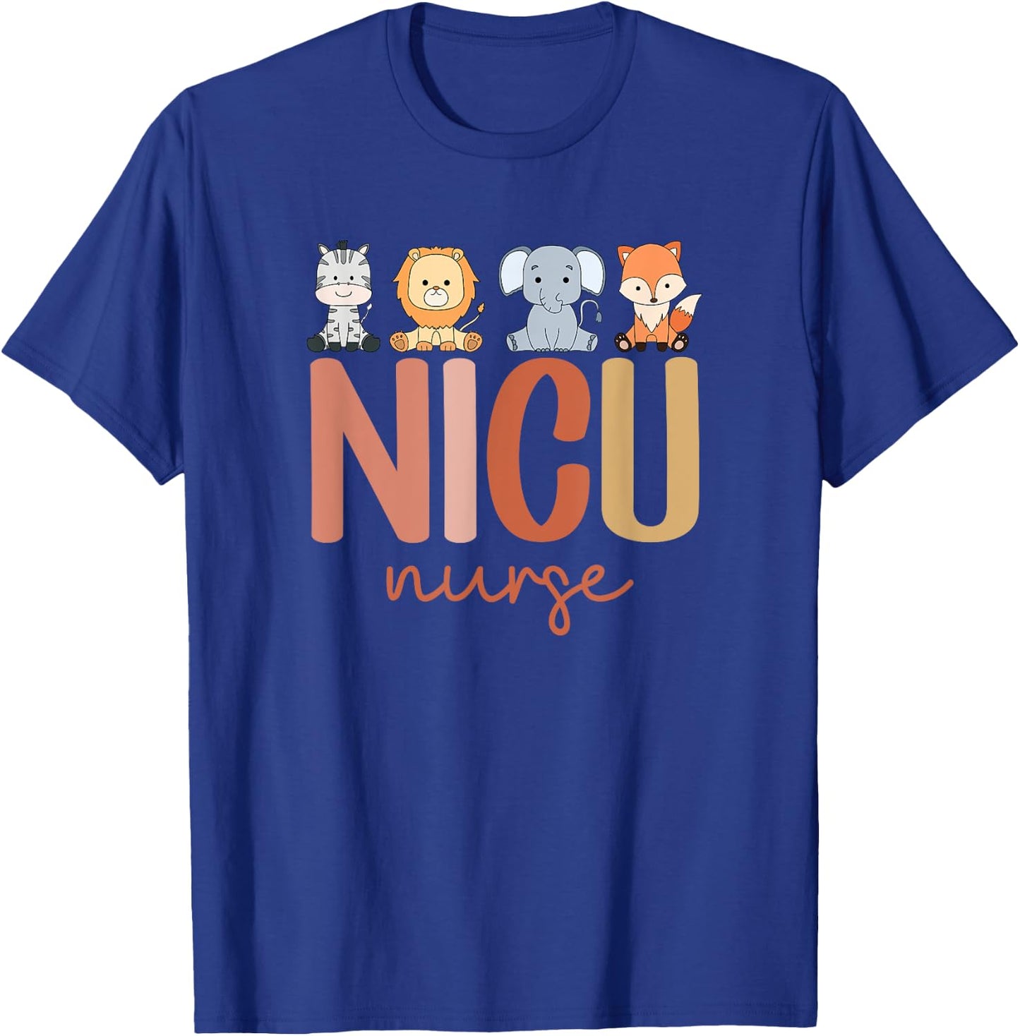 NICU Nurse Baby L&D Cute Animals T-Shirt - T-Shirt | Royal