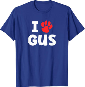 Dog Name Gus Paw Love Cute Pet Owner Puppy Named Gus T-Shirt - T-Shirt | Royal