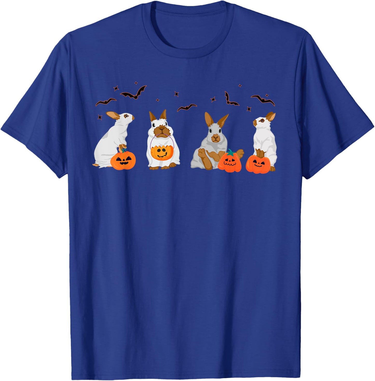 Cute Fall Ghost Bunny Rabbit Halloween Costume Spooky Season T-Shirt - T-Shirt | Royal