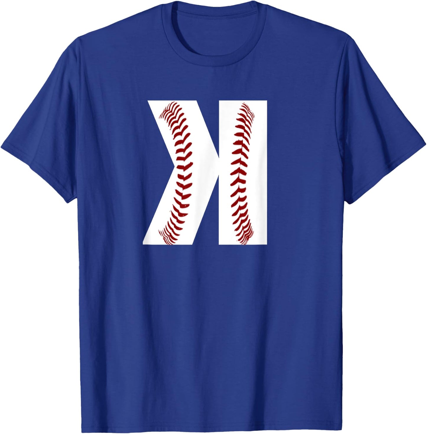 Boys Pitcher Backwards K Baseball Stitches Graphic Art Gift T-Shirt - T-Shirt | Royal