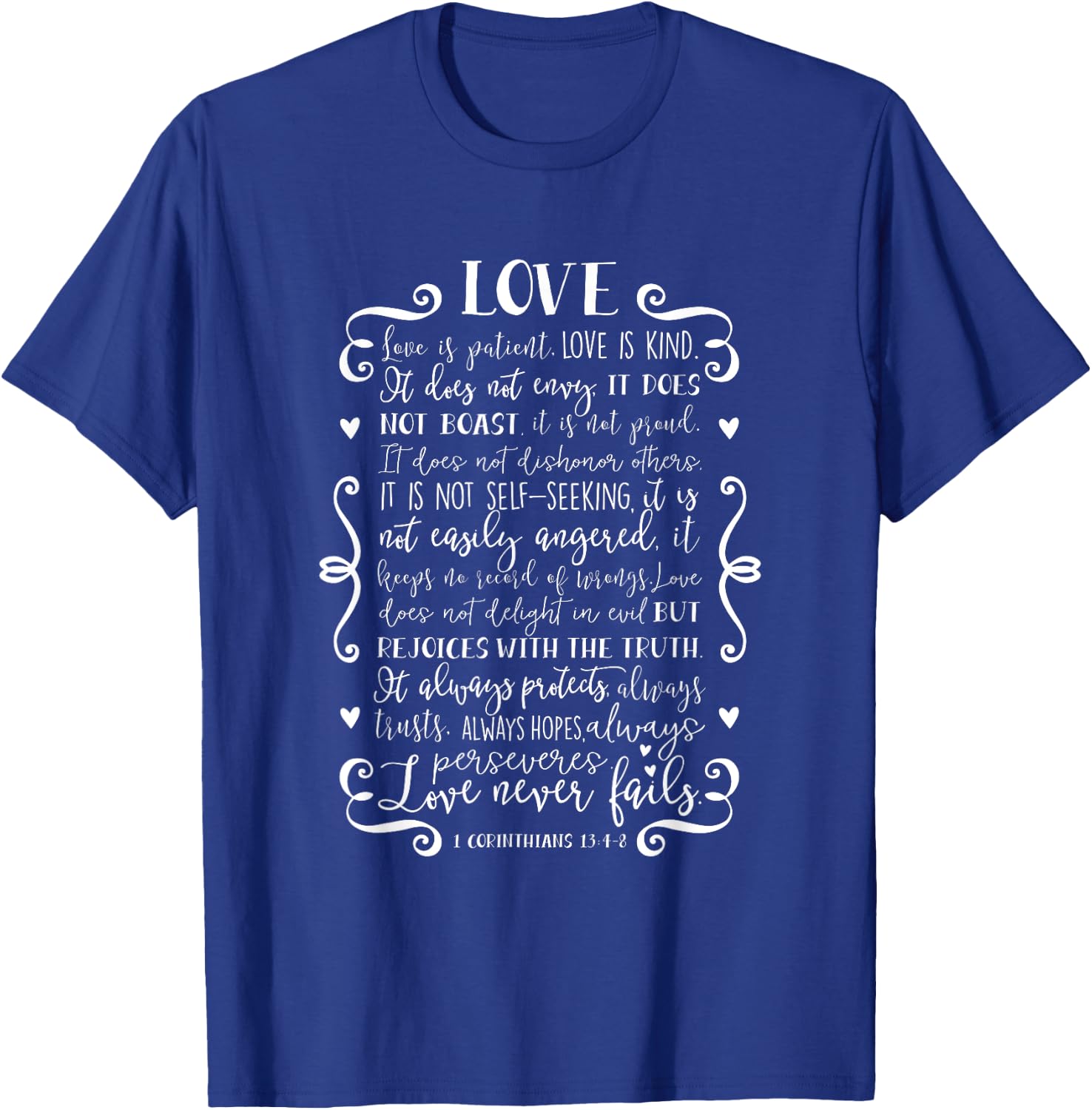 Love Is Patient Love Is Kind Christian Bible Quote T-Shirt - T-Shirt | Royal